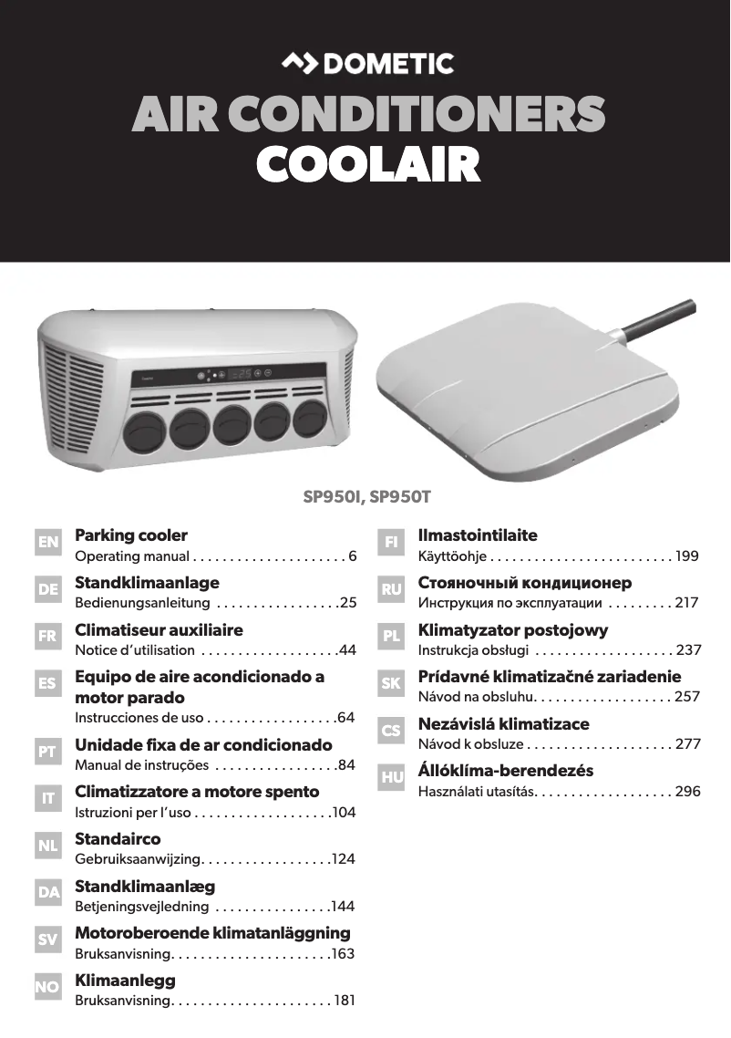 Page n°1 - Manuel utilisateur Dometic CoolAir SP 950T