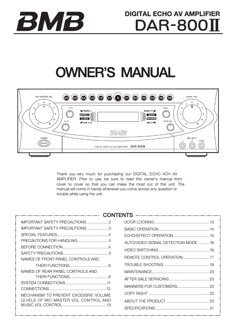Página 1 del manual Manual de usuario BMB DAR-800II