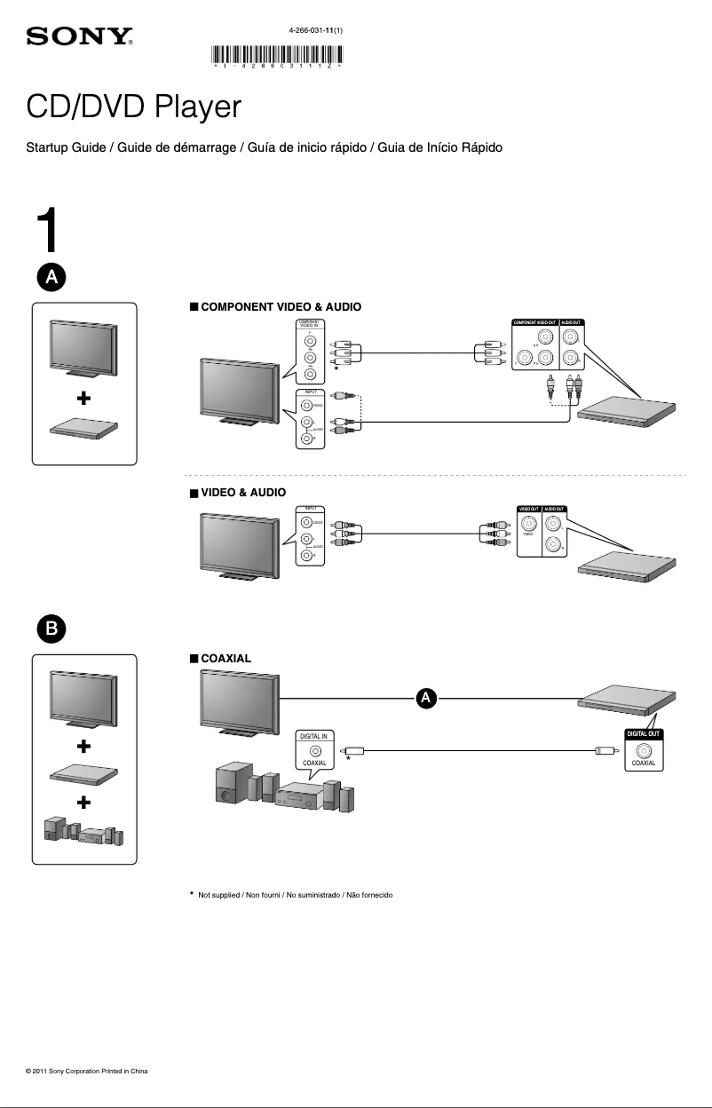 Page 1 de la notice Guide d'installation Sony DVP-SR200P