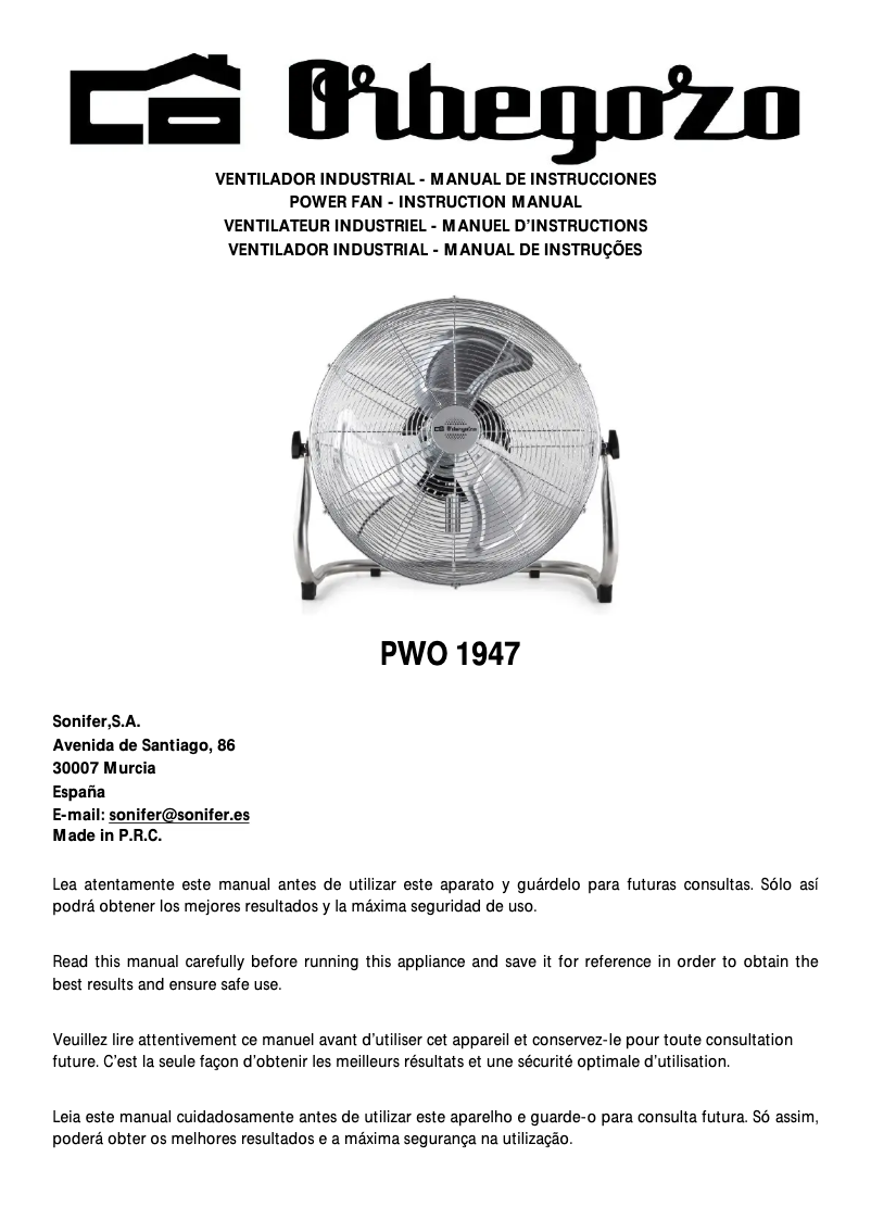 Image de la première page du manuel de l'appareil PWO 1947