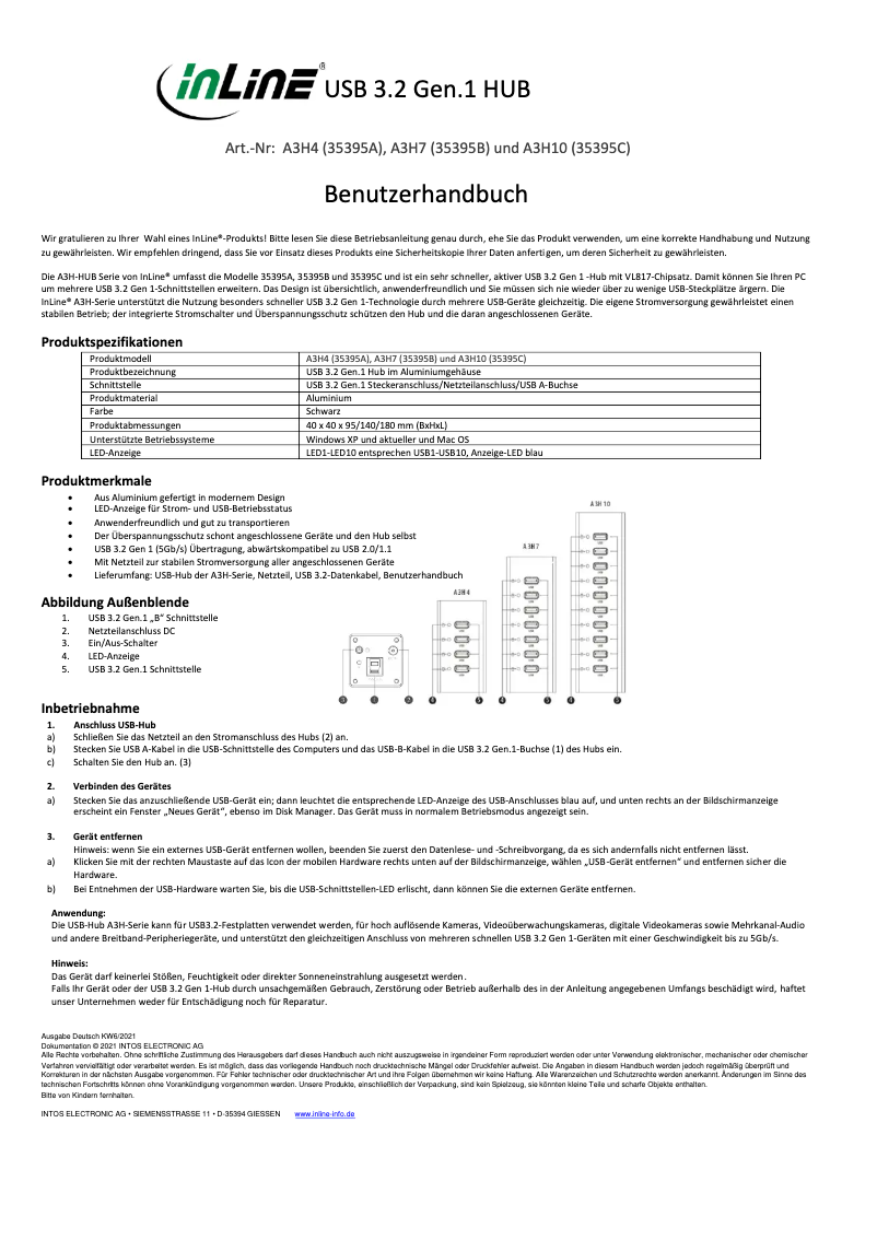 Page 1 de la notice Manuel utilisateur InLine 35395B