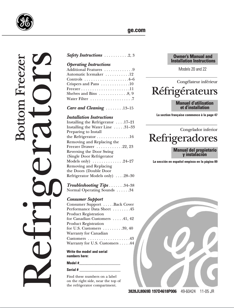 Page n°1 - Mode d'emploi GE PDS22MBSBB