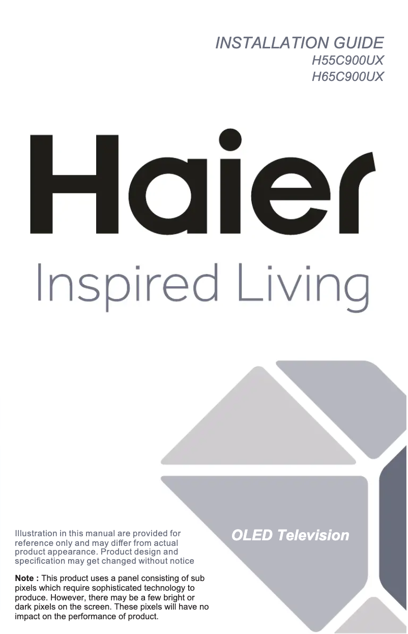 Image de la première page du manuel de l'appareil H65C900UX