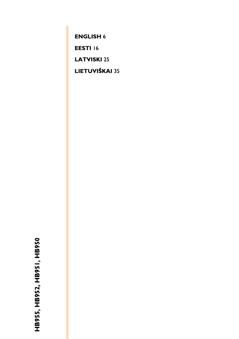 Page 1 of the manual User Manual Philips HB950