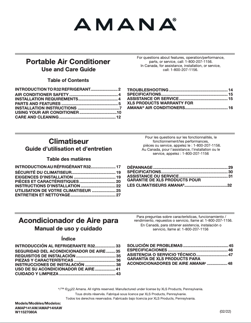 Image de la première page du manuel de l'appareil AMAP141AW