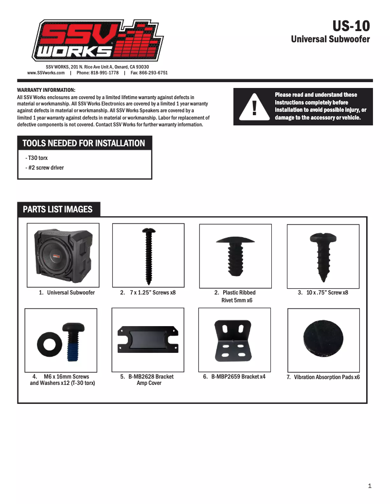 Página 1 del manual Manual de usuario SSV Works US-10