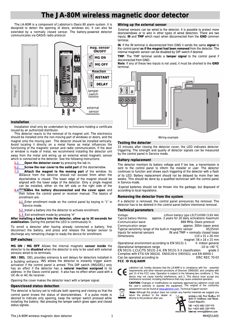 Page 1 de la notice Manuel utilisateur Joblotron JA-80M