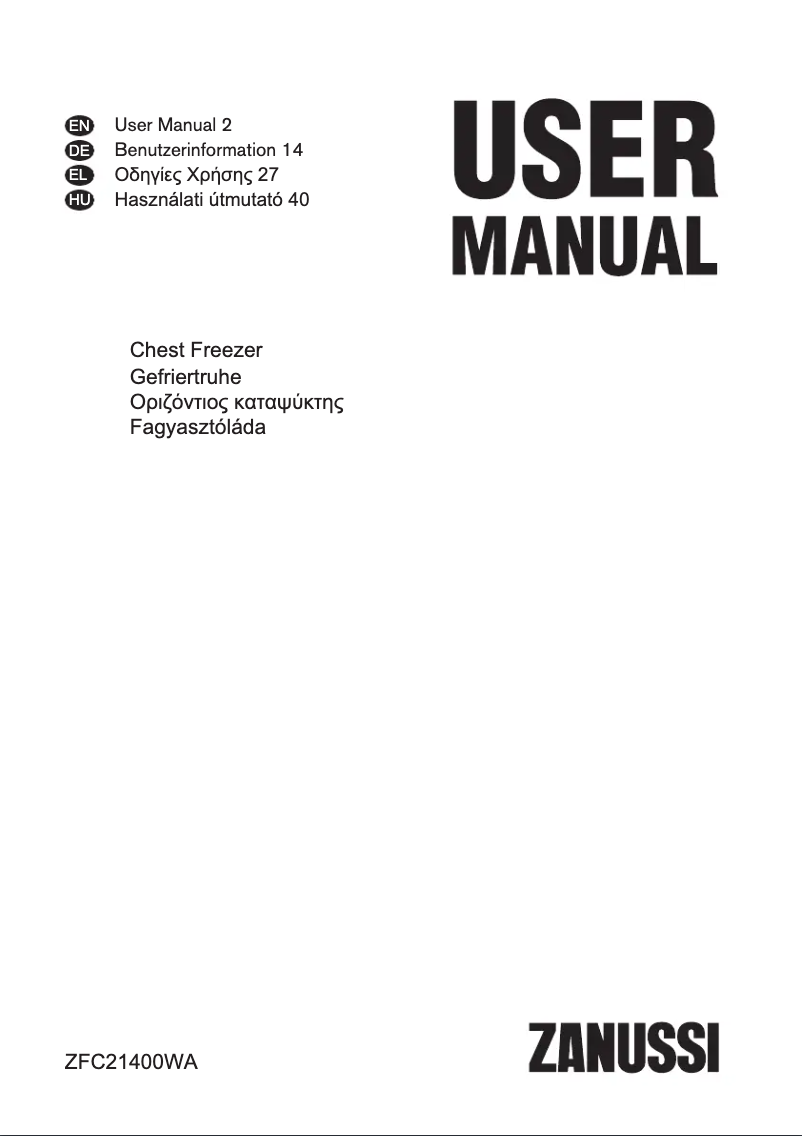Page n°1 - Manuel utilisateur Zanussi ZFC 21400 WA