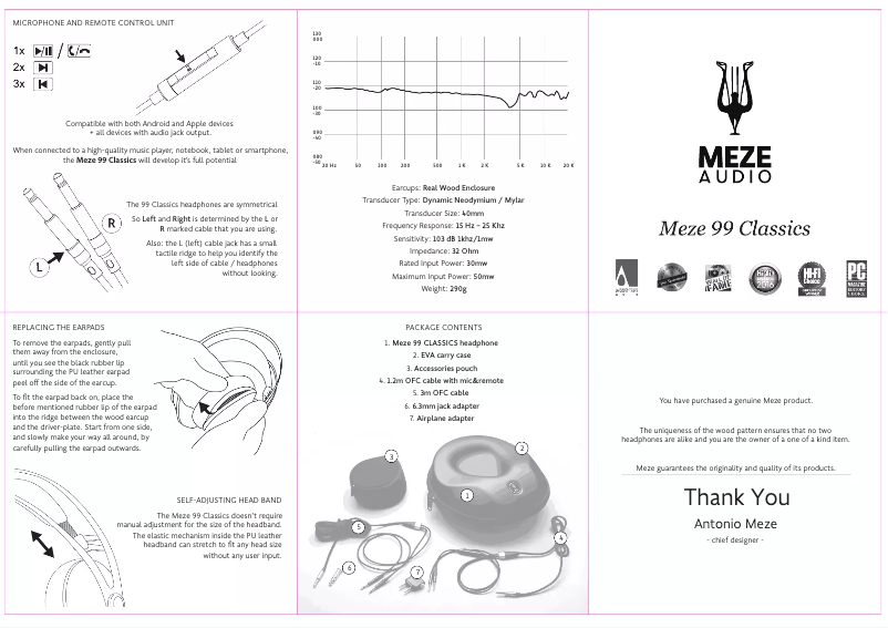 Página 1 del manual Manual de usuario Meze Audio 99 Classics