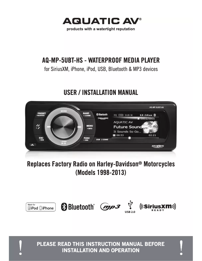 Image de la première page du manuel de l'appareil AQ-UHP-2