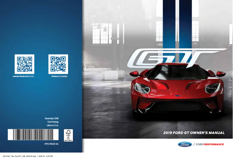 Page n°1 - Manuel utilisateur Ford GT (2019)