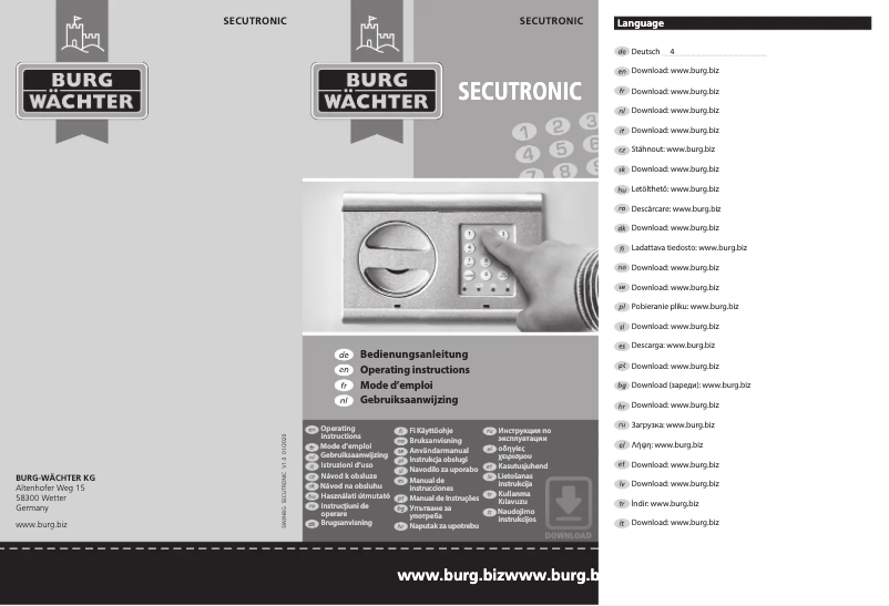 Página 1 del manual Manual de usuario Burg Wächter Ranger N 5