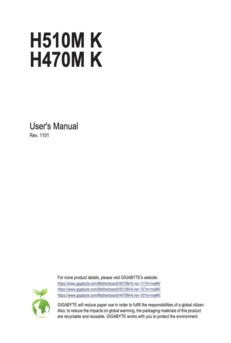 Imagen de la primera página del manual del dispositivo H510M K
