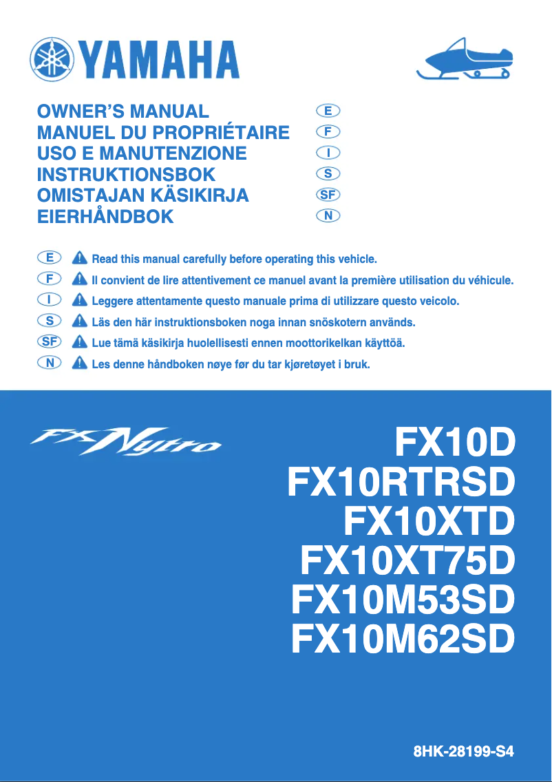Page 1 de la notice Manuel utilisateur Yamaha FX Nytro R-TX (2013)
