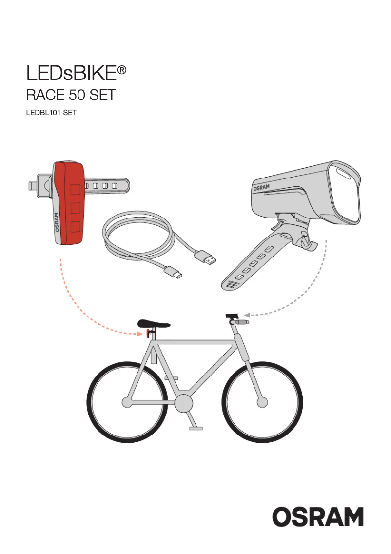 Page 1 de la notice Instructions / montage Osram LEDsBIKE RACE 50 SET