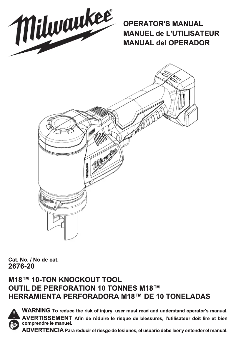 Page 1 de la notice Manuel utilisateur Milwaukee M18 Force Logic 2676-22