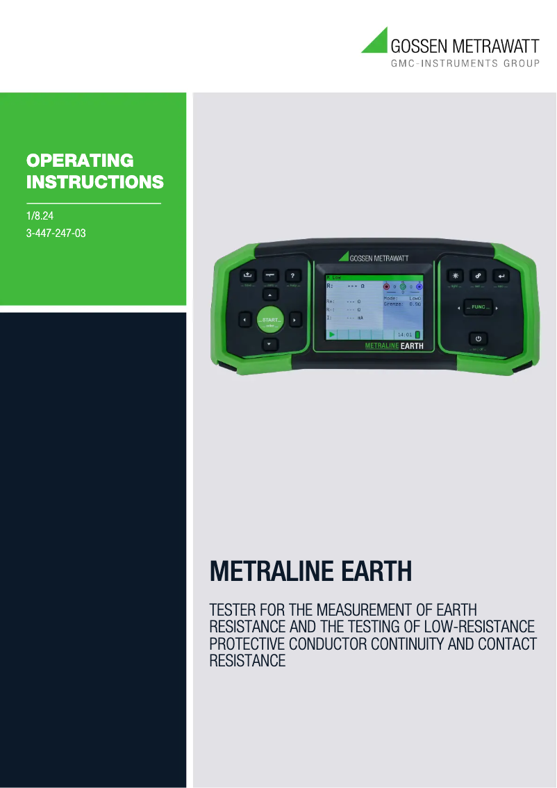 Page 1 de la notice Manuel utilisateur Gossen Metrawatt METRALINE EARTH M590R