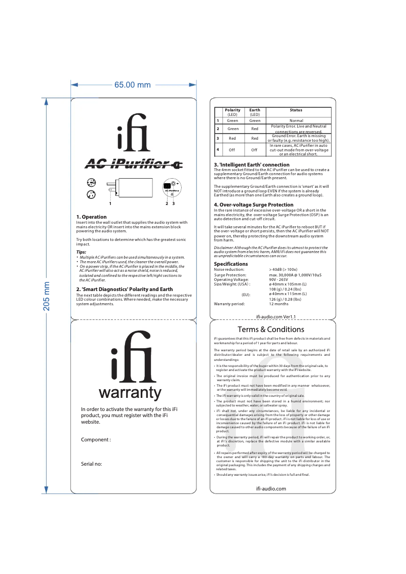 Page n°1 - Manuel utilisateur iFi Audio AC iPurifier