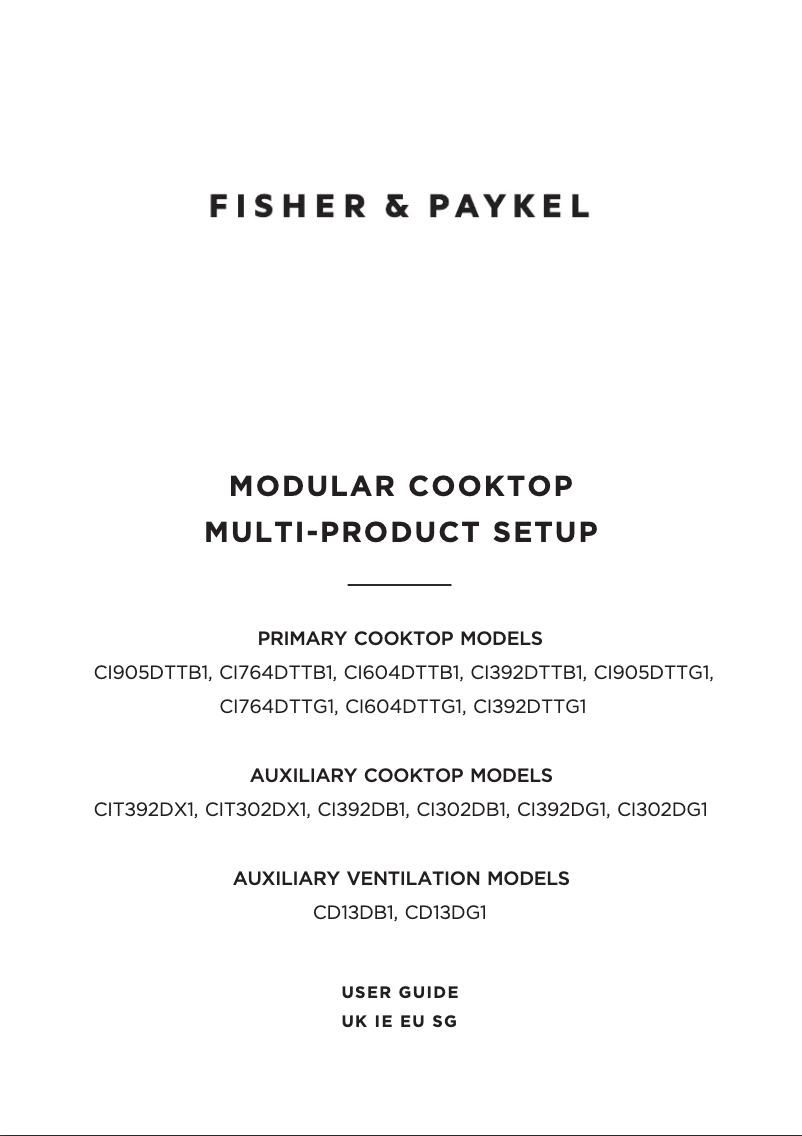 Page 1 de la notice Guide d'installation Fisher & Paykel CI905DTTB1