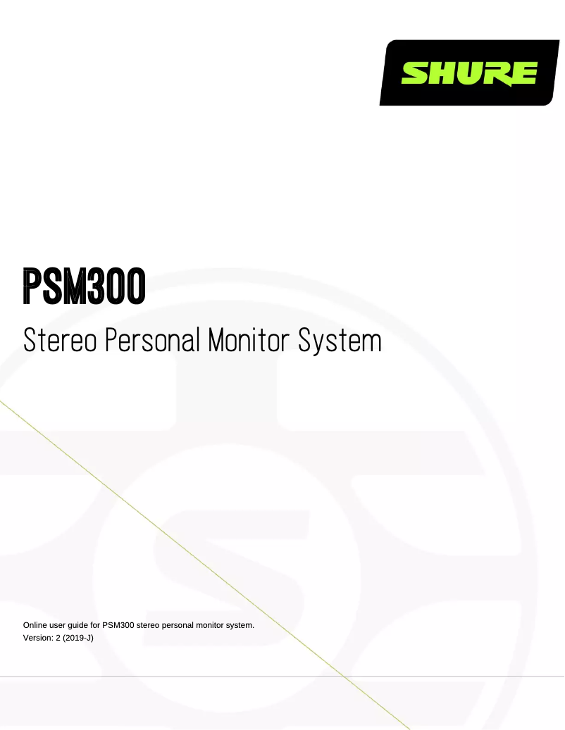 Page 1 de la notice Manuel utilisateur Shure P3R