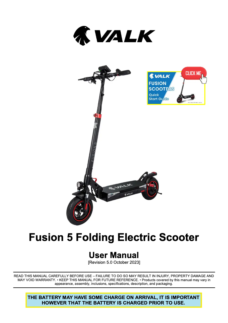 Page 1 de la notice Manuel utilisateur Valk Fusion 5