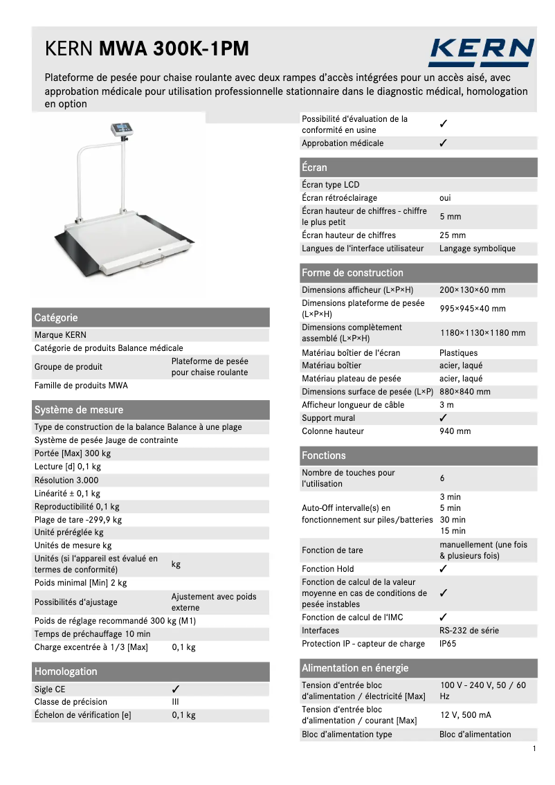 Image de la première page du manuel de l'appareil MWA 300K-1PNM
