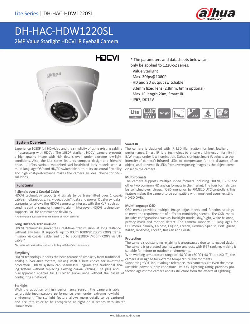 Image de la première page du manuel de l'appareil HAC-HDW1220SL