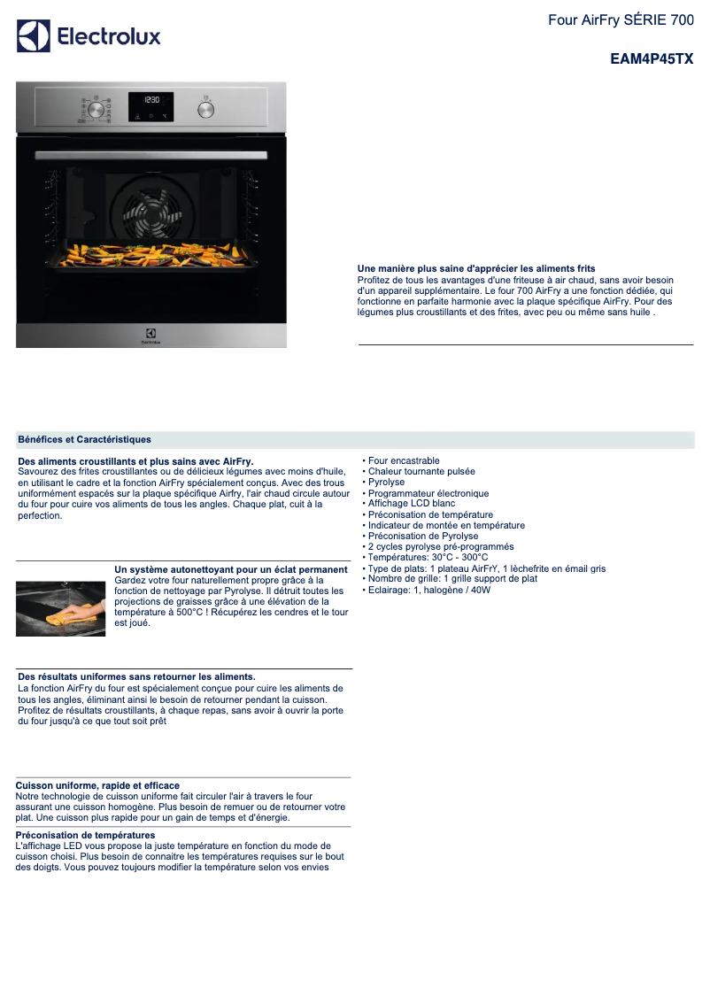 Página 1 del manual Ficha técnica Electrolux EAM4P45TX