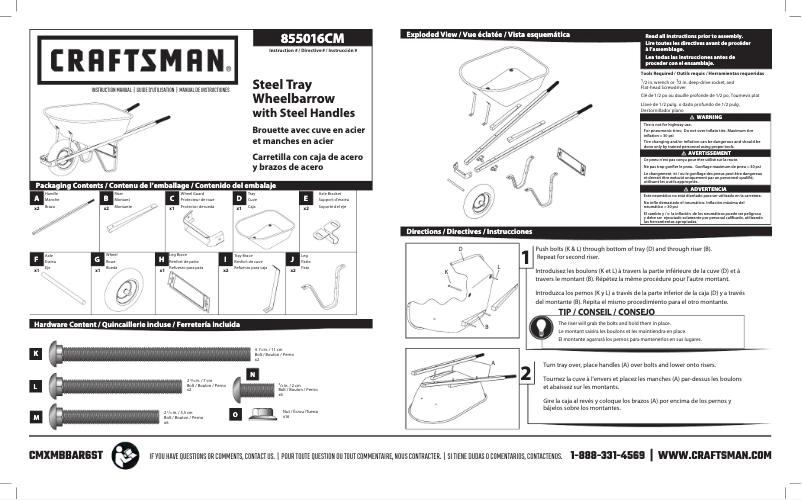 Page 1 de la notice Manuel utilisateur Craftsman CMXMBBAR6ST