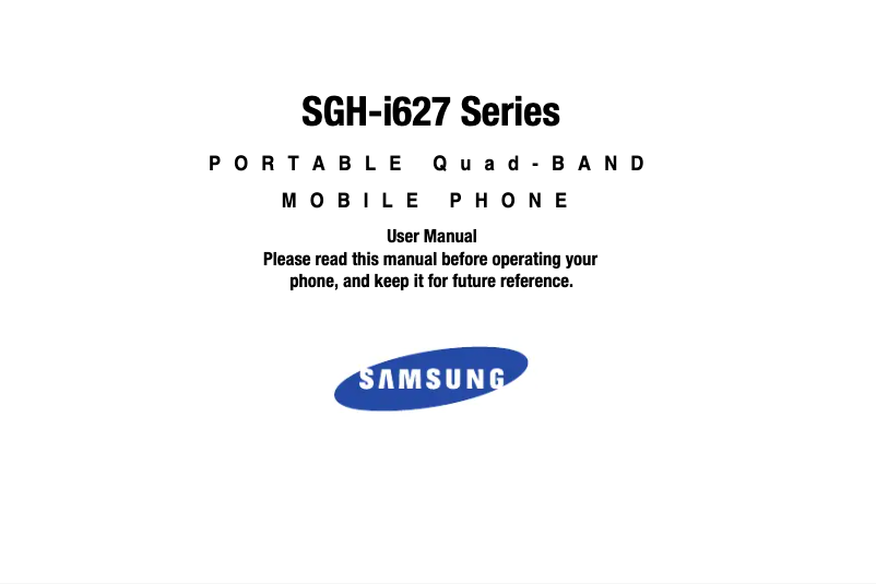 Page n°1 - Manuel utilisateur Samsung GH-i627