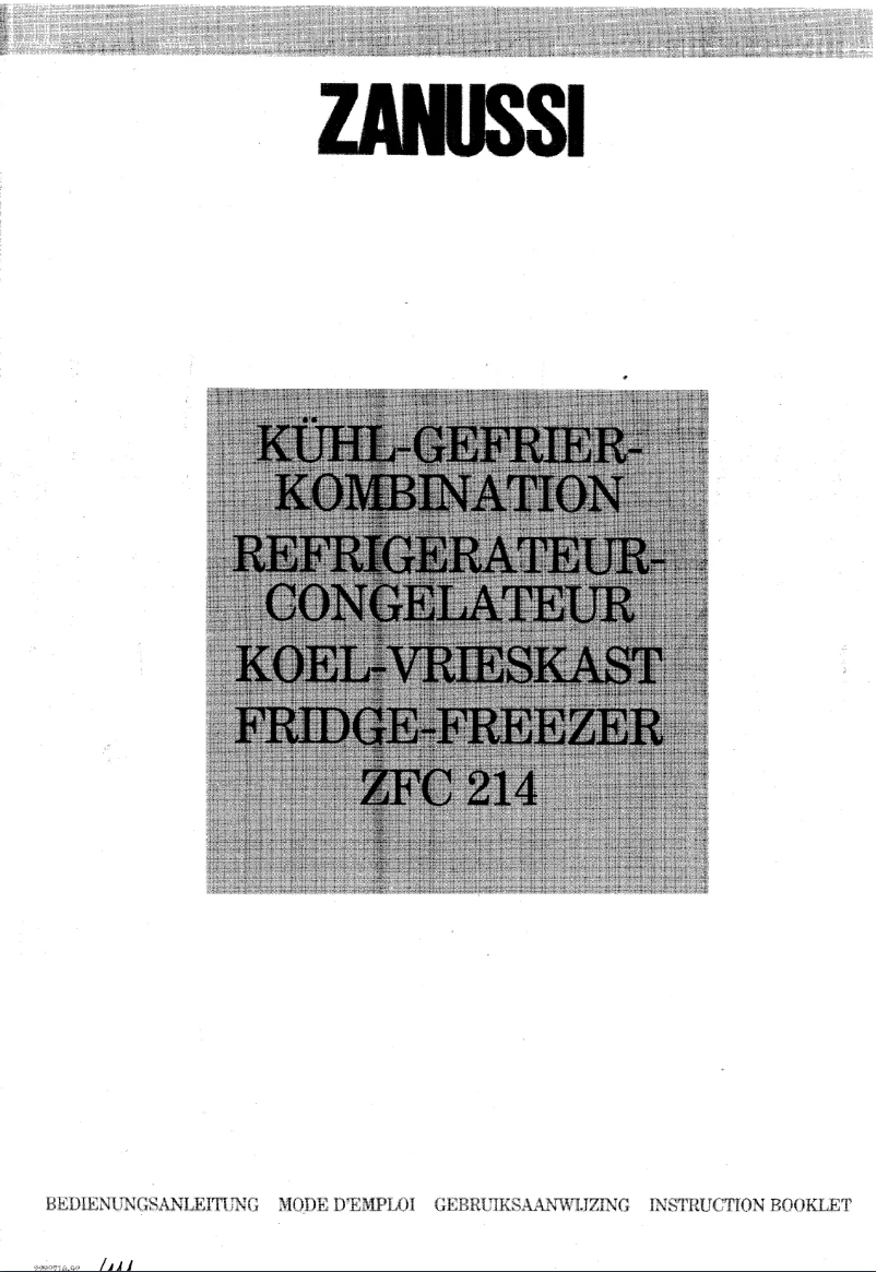 Page n°1 - Manuel utilisateur Zanussi ZFC 214