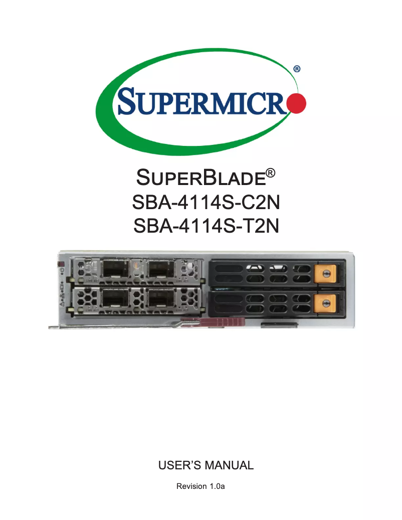 Page 1 de la notice Manuel utilisateur Supermicro SuperBlade SBA-4114S-C2N