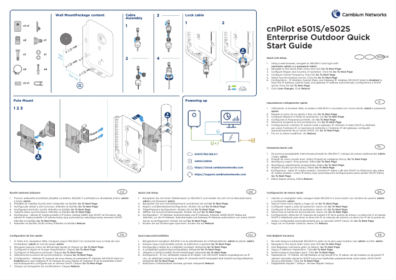 Page n°1 - Manuel utilisateur Cambium Networks cnPilot e502S