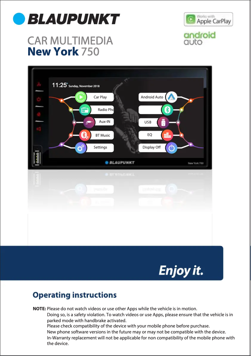 Image de la première page du manuel de l'appareil New York 750