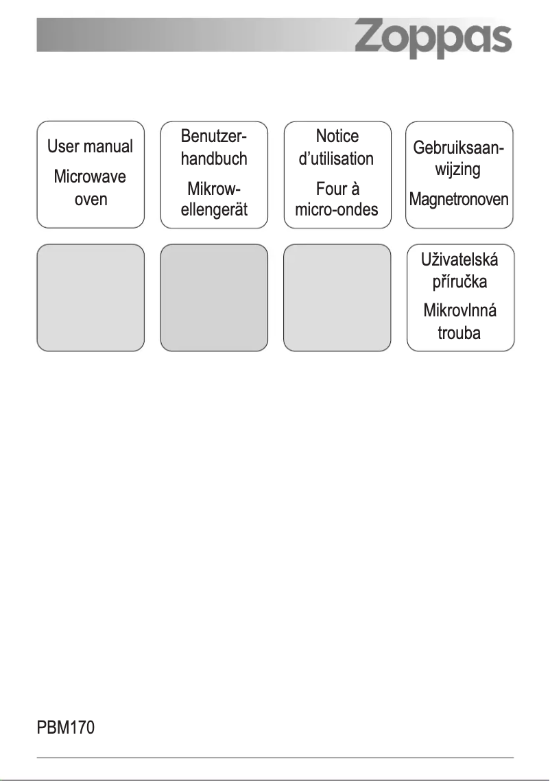 Page 1 de la notice Manuel utilisateur Zoppas PBM170X