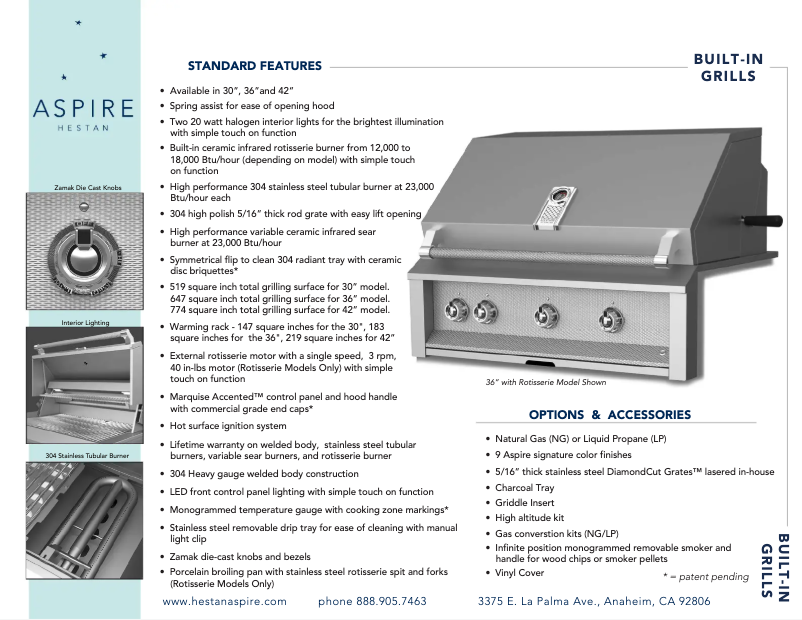 Page 1 de la notice Fiche technique Hestan EAB36-NG