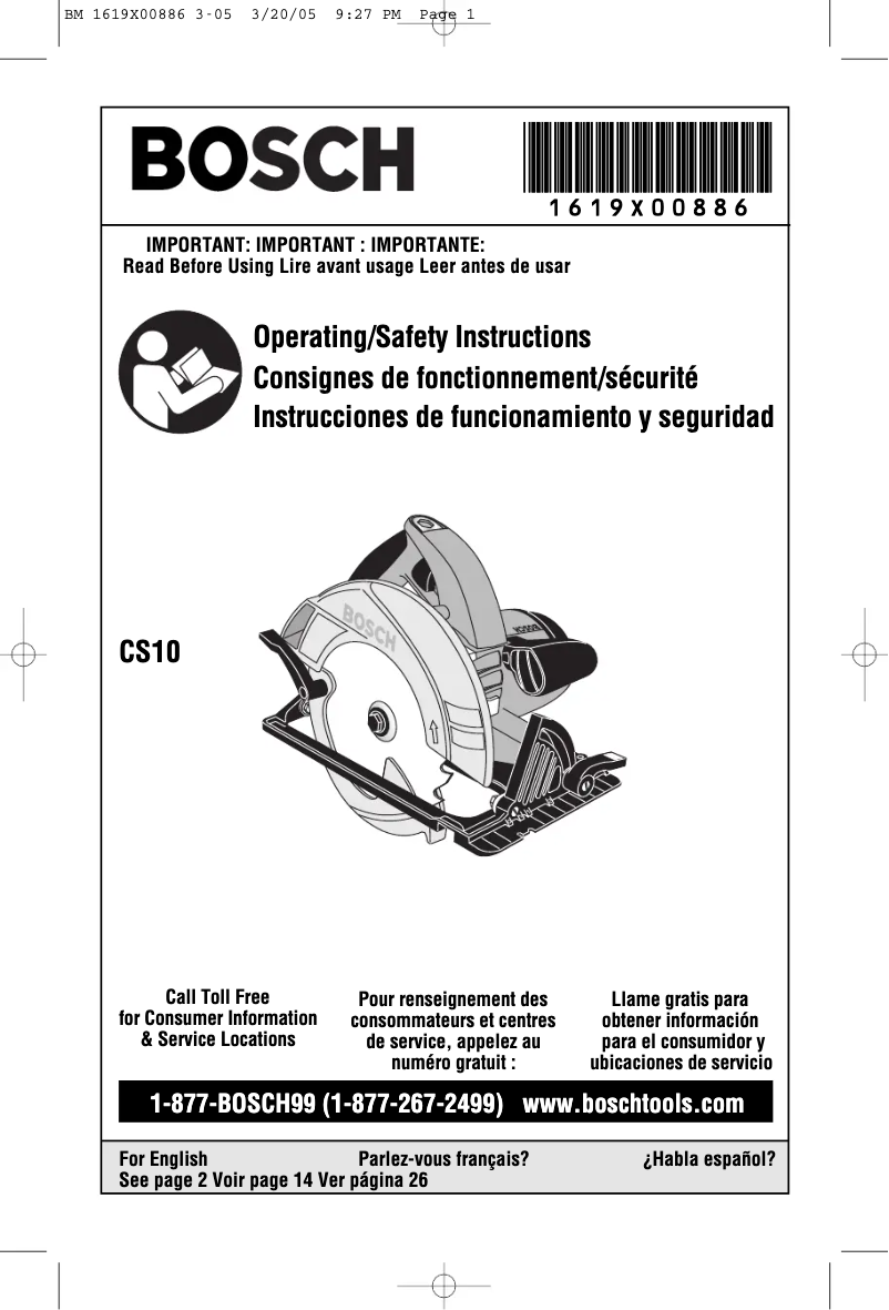 Page 1 de la notice Manuel utilisateur Bosch CS10