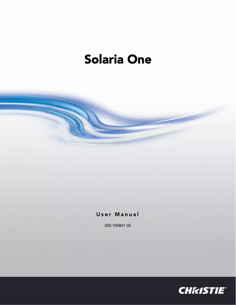 Page n°1 - Manuel utilisateur Christie Solaria One