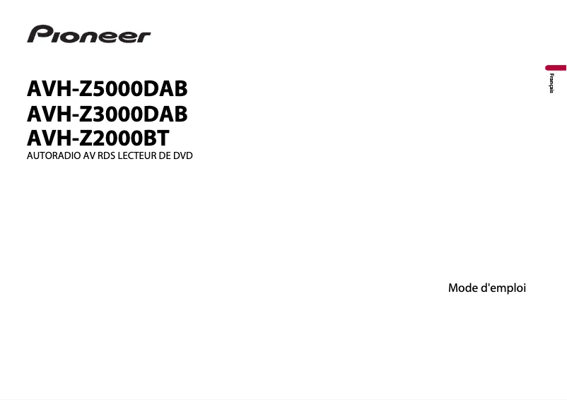 Page n°1 - Manuel utilisateur Pioneer AVH-Z2000BT