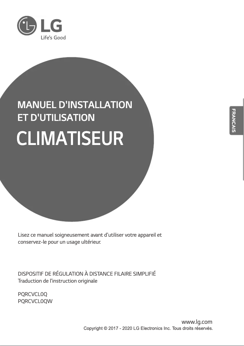 Image de la première page du manuel de l'appareil PQRCVCL0Q