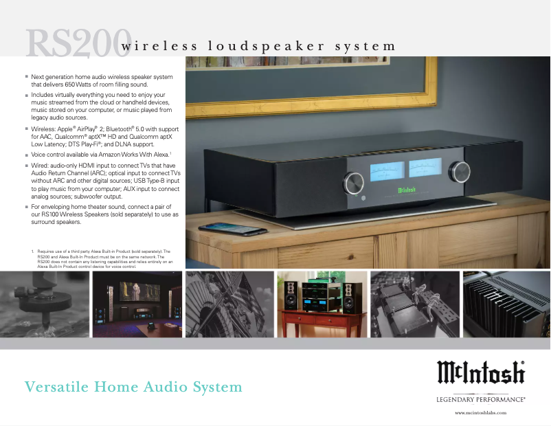 Page 1 de la notice Brochure McIntosh RS200