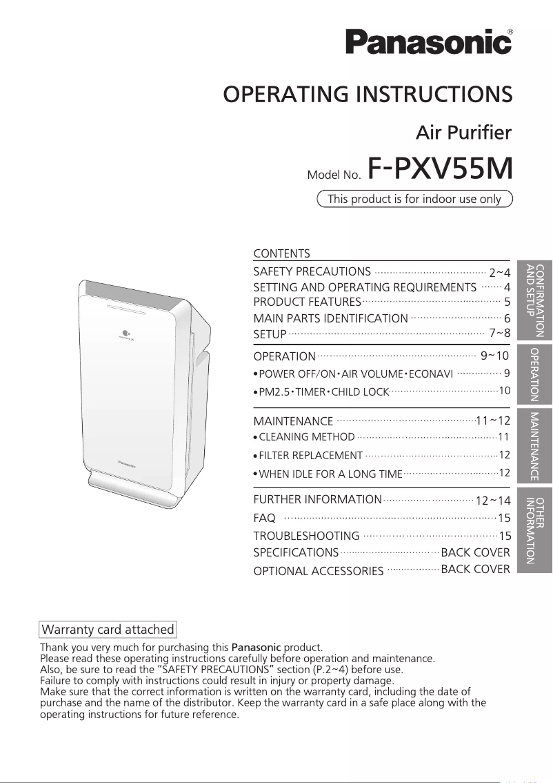 Imagen de la primera página del manual del dispositivo F-PXV55M