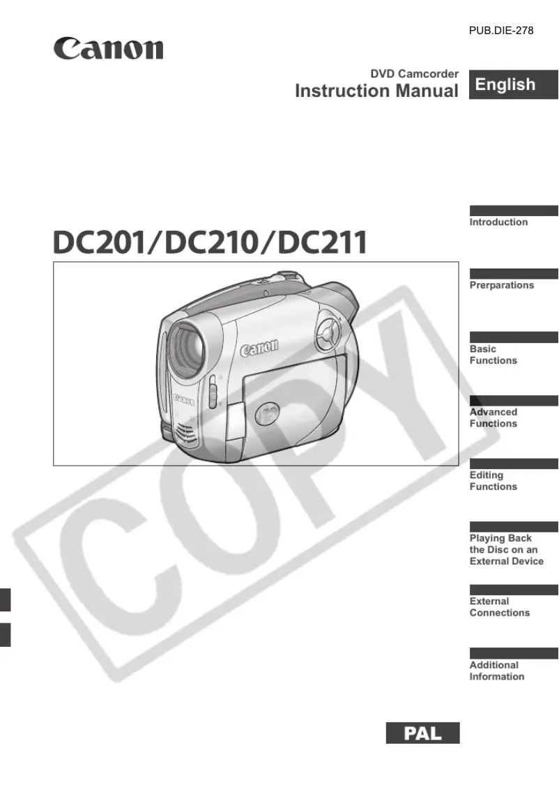 Image de la première page du manuel de l'appareil DC201