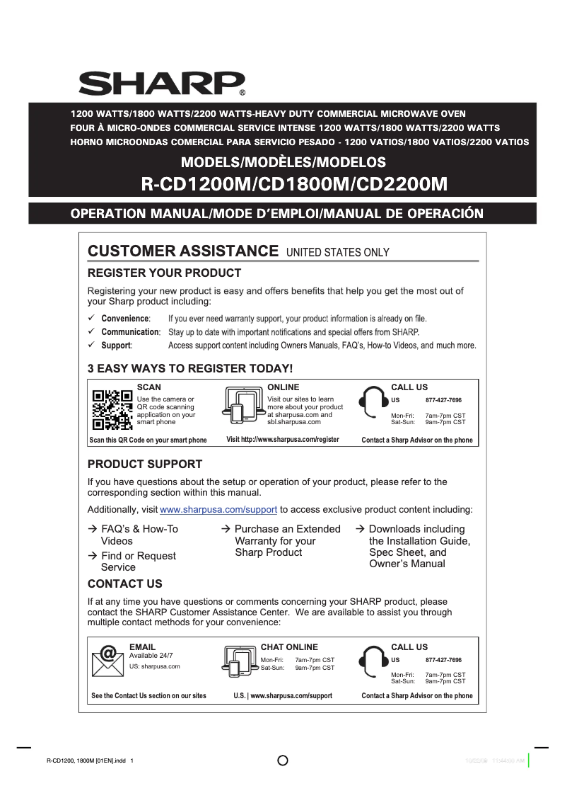 Page 1 de la notice Manuel utilisateur Sharp TwinTouch R-CD1800