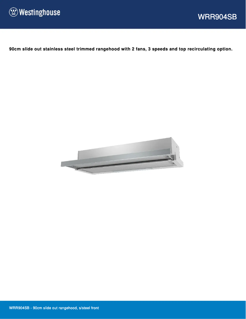 Page n°1 - Fiche technique Westinghouse WRR904SB