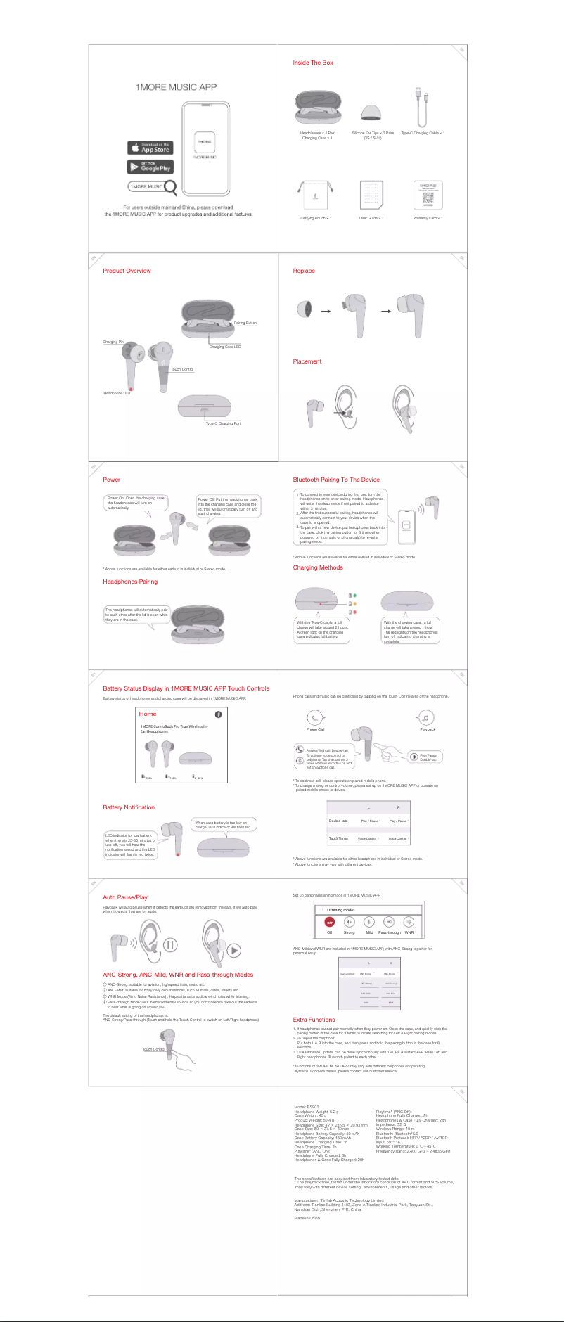 Image de la première page du manuel de l'appareil ComfoBuds Pro