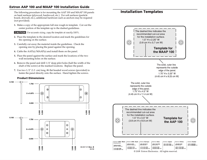 Page 1 de la notice Manuel utilisateur Extron MAAP 100