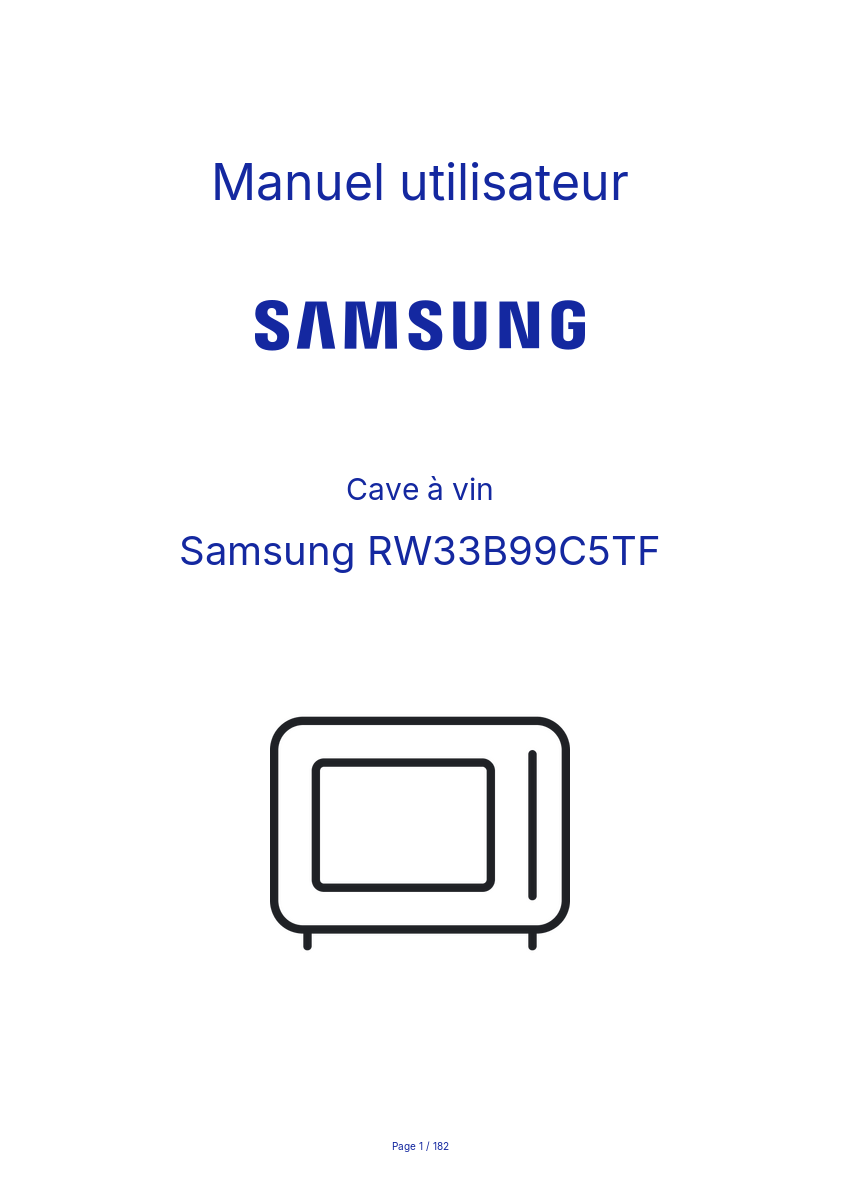 Page n°1 - Manuel utilisateur Samsung RW33B99C5TF
