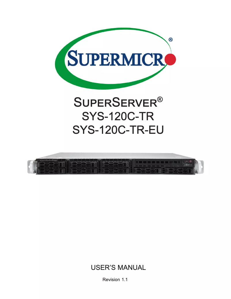 Page 1 de la notice Manuel utilisateur Supermicro SuperServer SYS-120C-TR