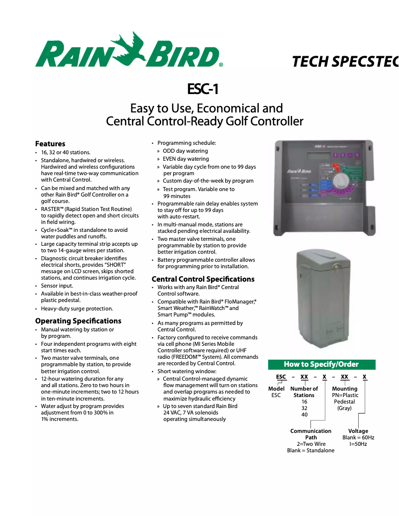 Imagen de la primera página del manual del dispositivo ESC-1